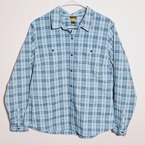 Eddie‎ Bauer Womens Active Shirt Sz XL Long Sleeve Blue Plaid Pockets Outdoor